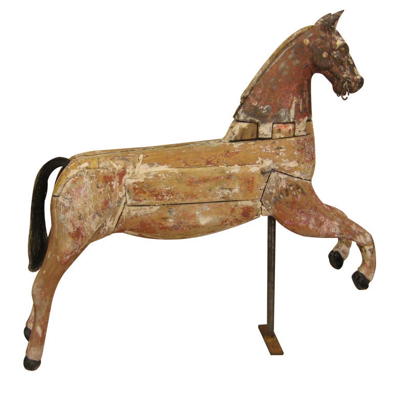 French Wooden and Cast Iron Horse