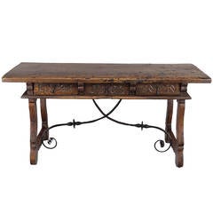 Antique 18th Century Spanish Baroque Table Desk