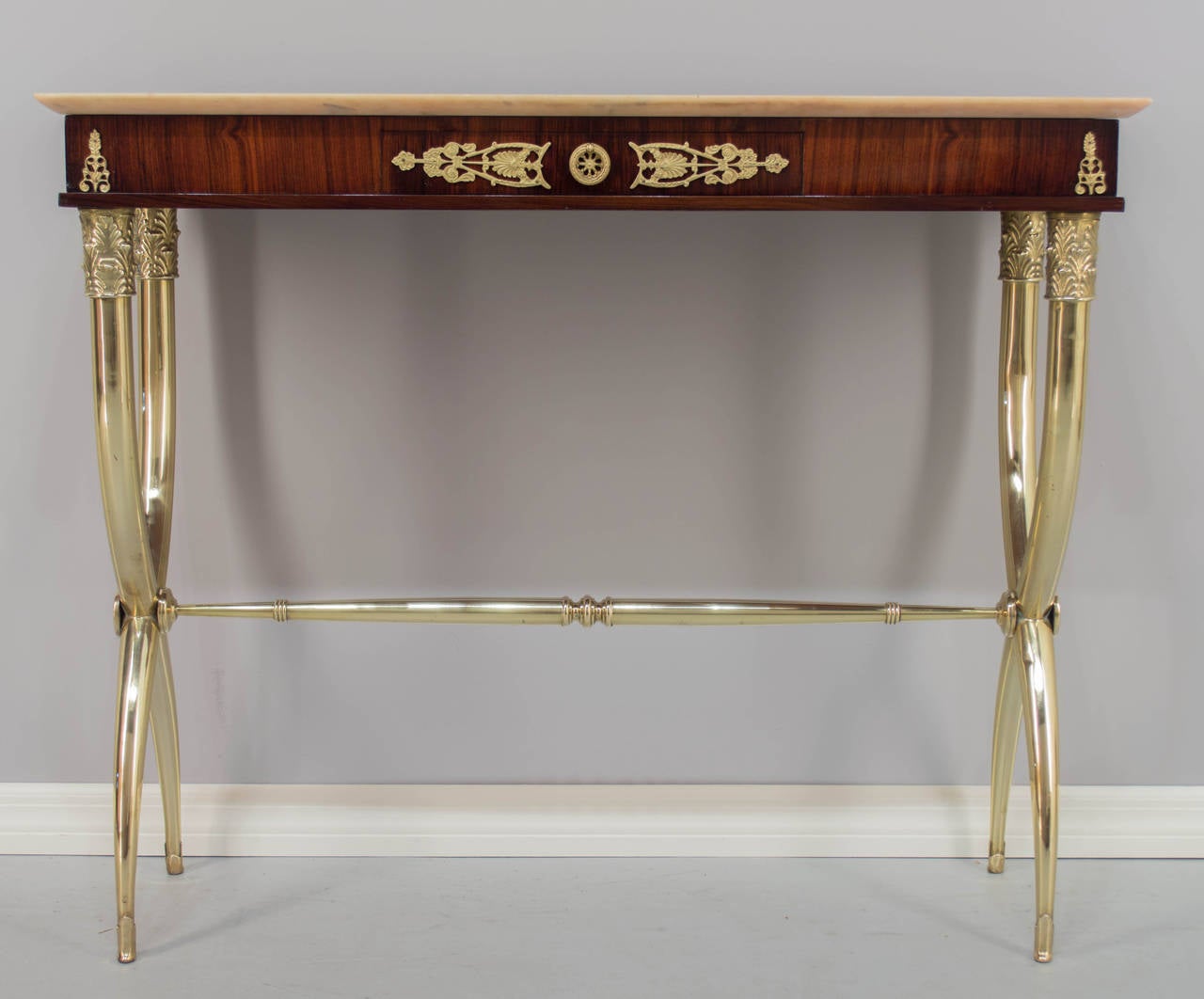 Italian Midcentury Brass Console Table In Excellent Condition In Winter Park, FL