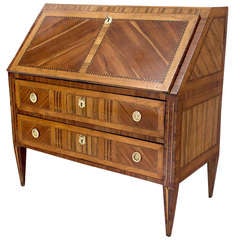 18th c. Louis XVI Italian Marquetry Bureau de Pente or Slanted Desk