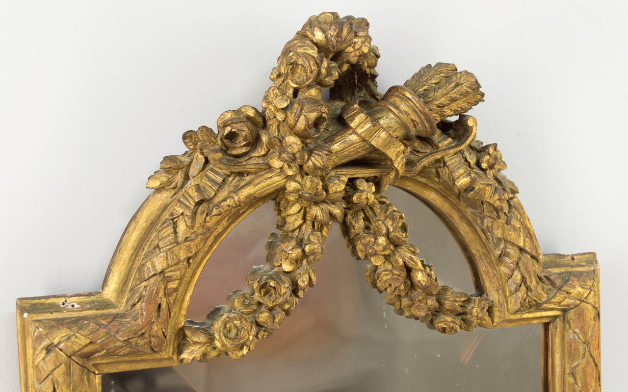 19th C. French Louis XVI Style Giltwood Mirror 1