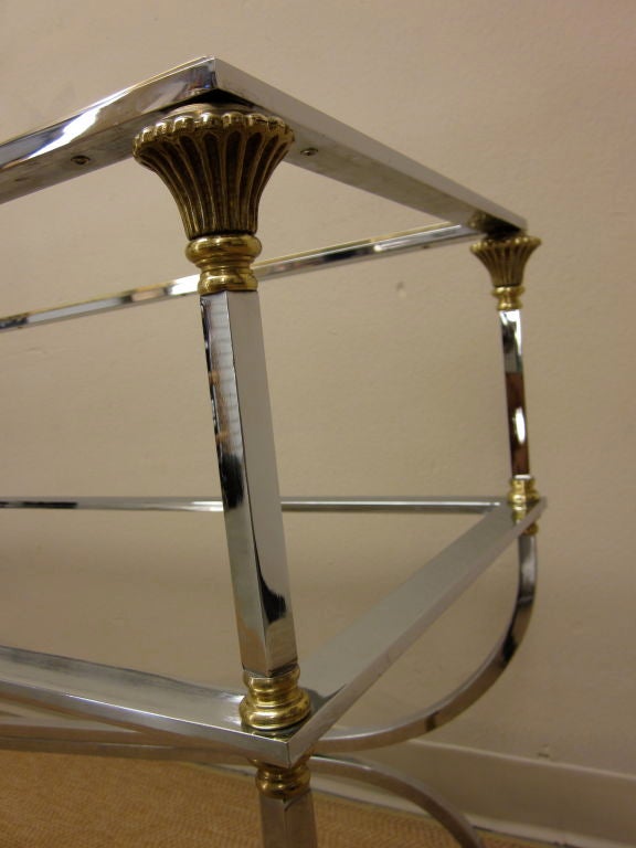 LaBarge Italian Brass and Chrome Console