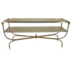 LaBarge Italian Brass and Chrome Console