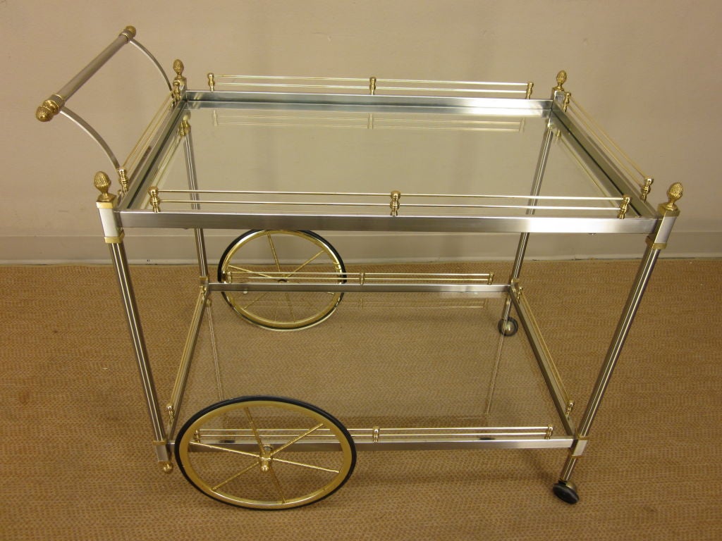 LaBarge Italian Brass and Chrome Bar Cart 3