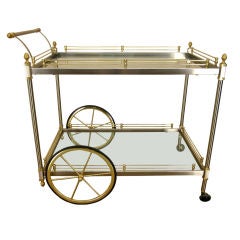 LaBarge Italian Brass and Chrome Bar Cart