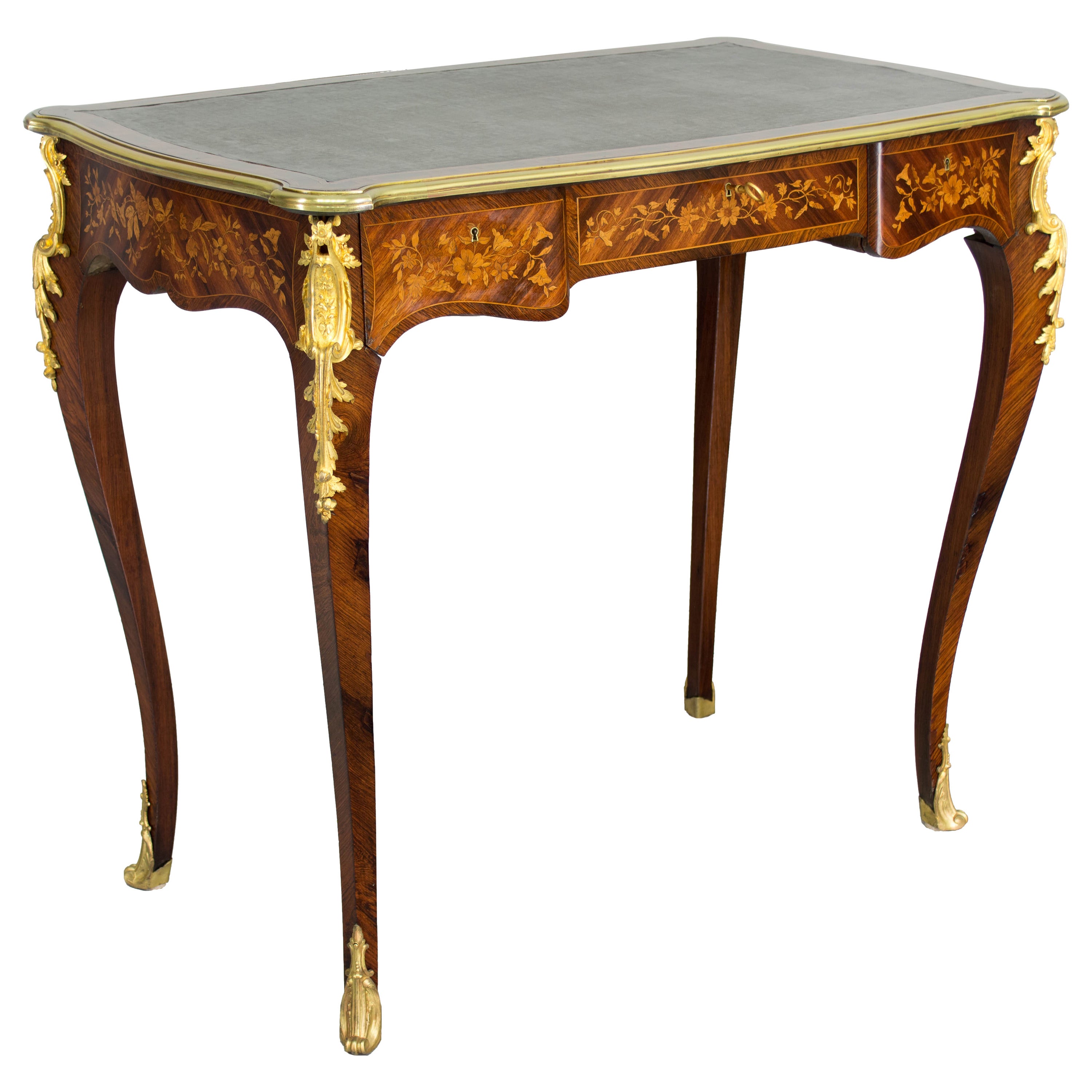 19th Century Louis XV Style Marquetry Ladies Desk