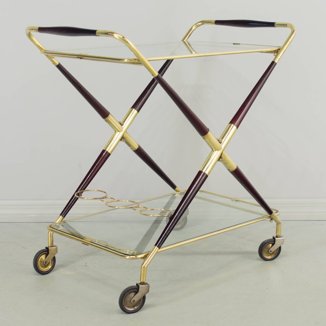 Mid-Century Modern Italian Folding Bar Cart by Cesare Lacca