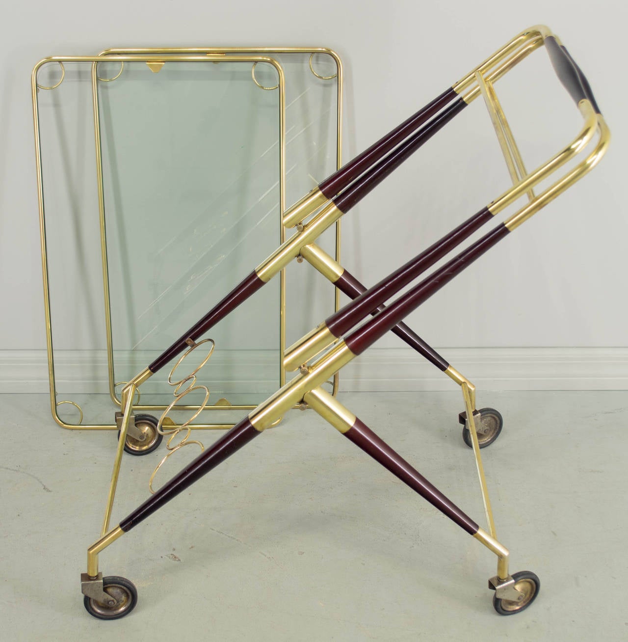 Italian Folding Bar Cart by Cesare Lacca 2
