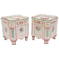19th c. Pair of French Jardinières Faience of St. Clement