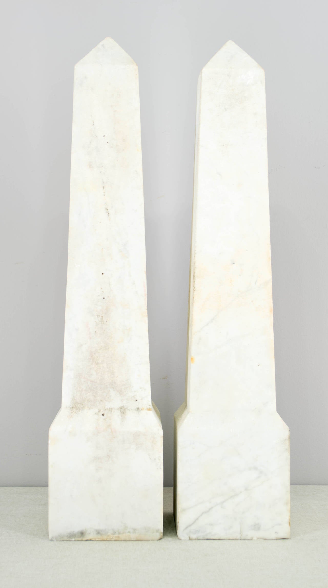 20th Century Pair of French Marble Obelisks