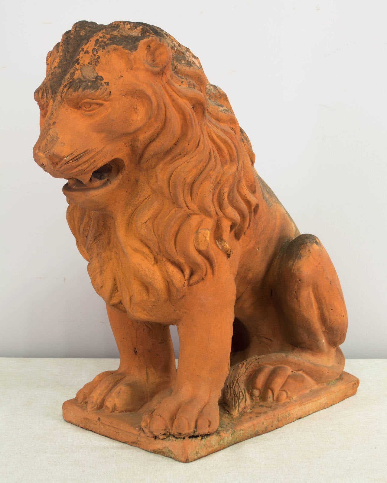 19th Century French Terracotta Lion In Excellent Condition In Winter Park, FL