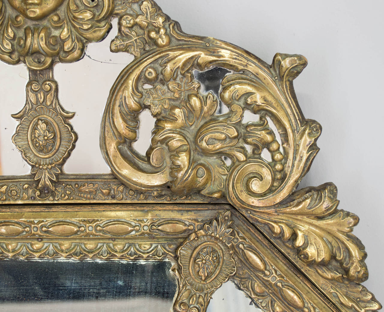 Brass 19th Century French Renaissance Style Mirror