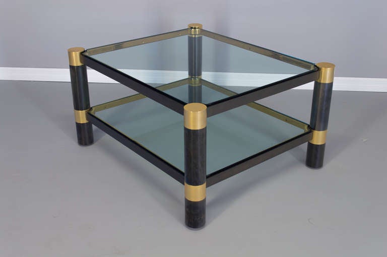 Late 20th Century Karl Springer Steel and Brass Coffee Table