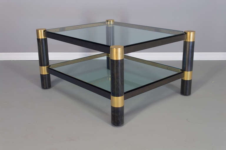 Mid-Century Modern Karl Springer Steel and Brass Coffee Table