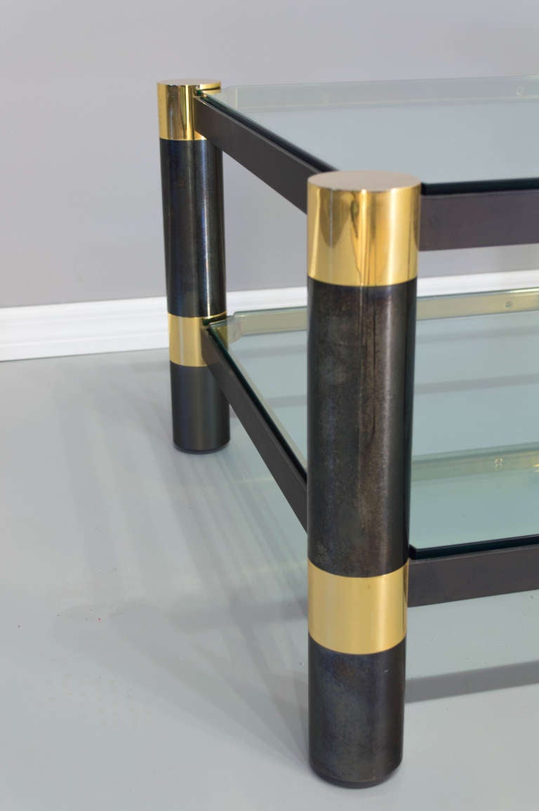 Karl Springer Steel and Brass Coffee Table In Excellent Condition In Winter Park, FL