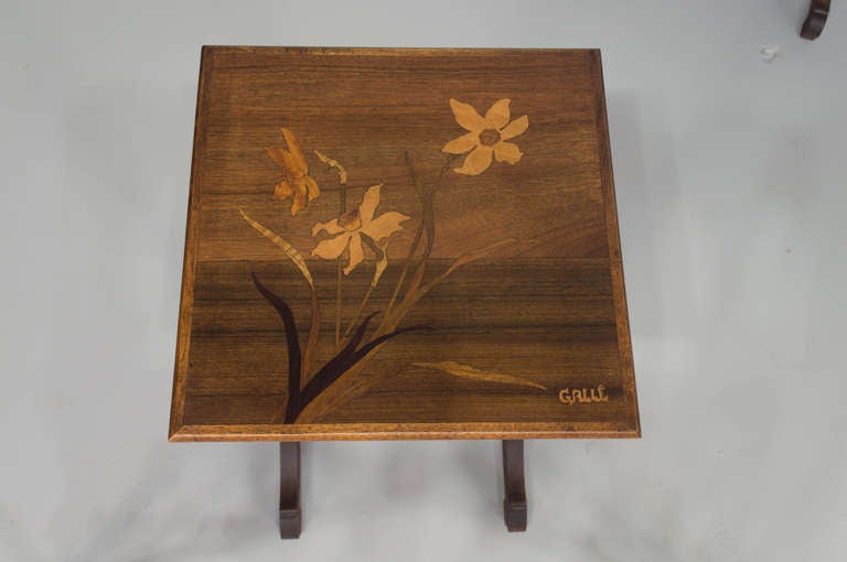 A Set of 4 Nesting Tables, Art Nouveau  signed Emile Galle,  Nancy France. 2