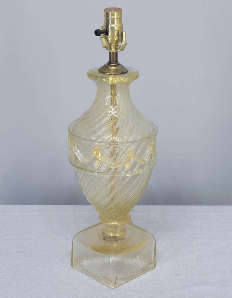Mid-20th Century Pair of Barovier Murano Glass Lamps