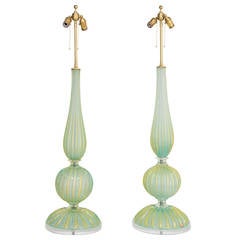 Pair of Murano Barovier Glass Lamps