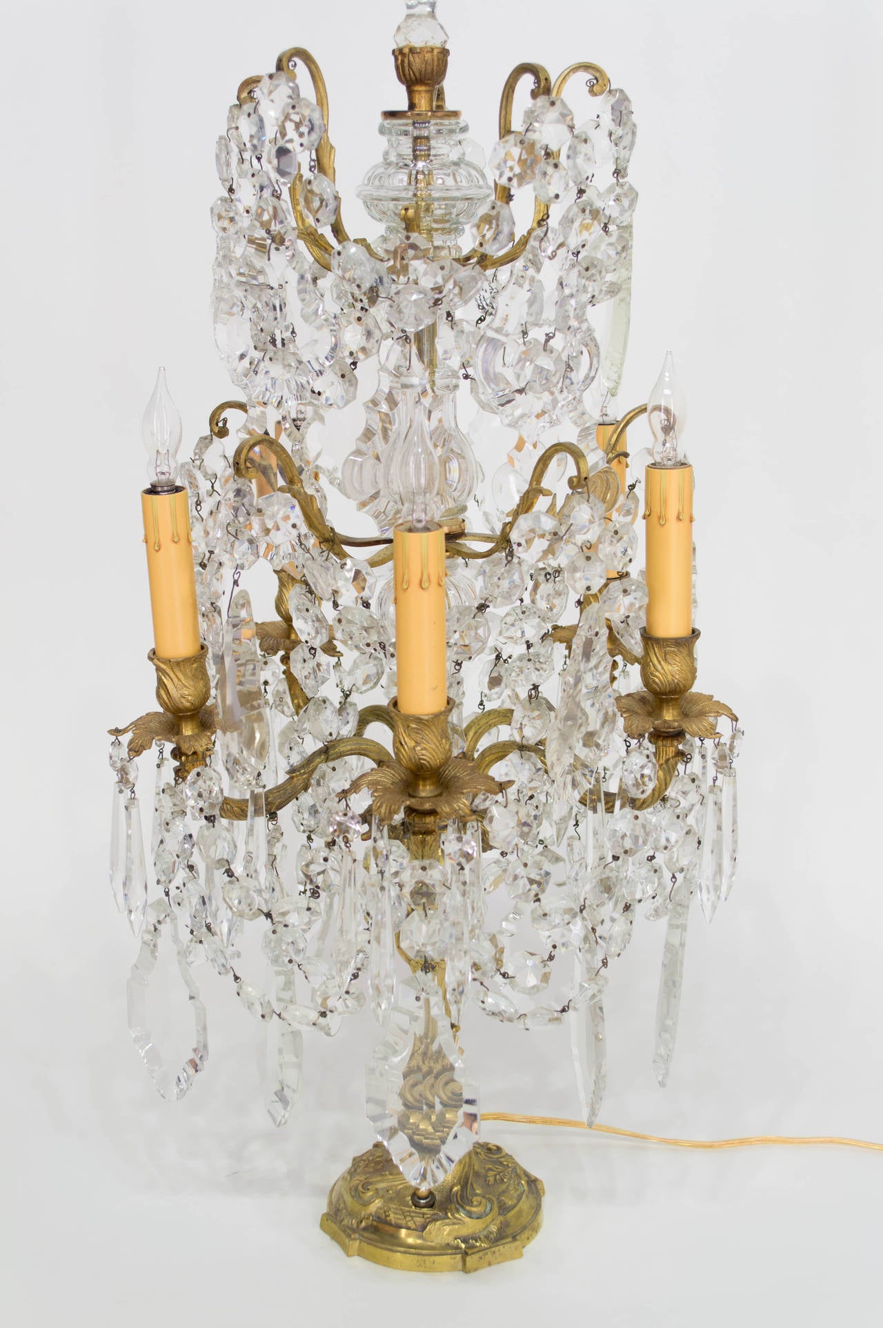 Art Nouveau French Crystal Six-Light Girandole
