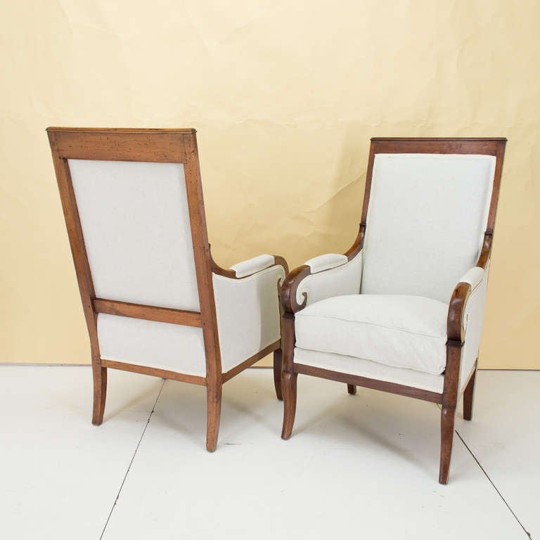 19th c. Empire Pair of Fauteuils or Arm Chairs