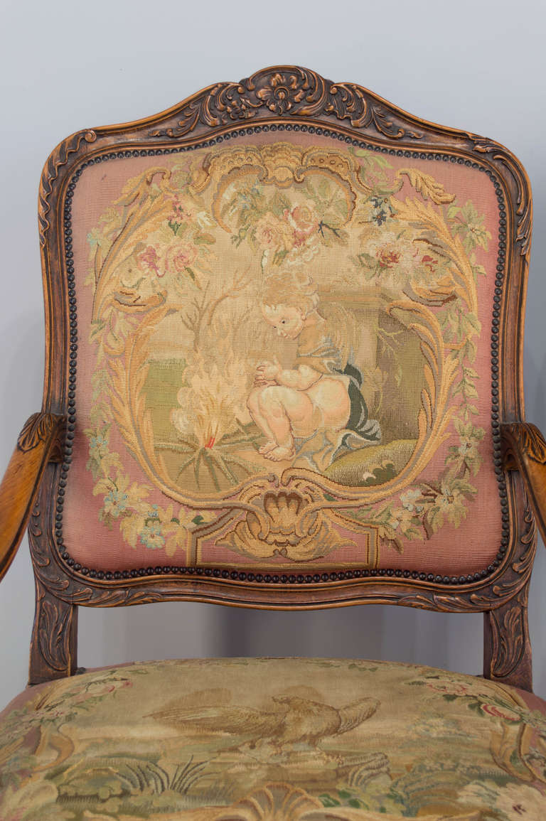 Pair of 19th c. French Louis XV Style Fauteuils Armchairs In Good Condition In Winter Park, FL