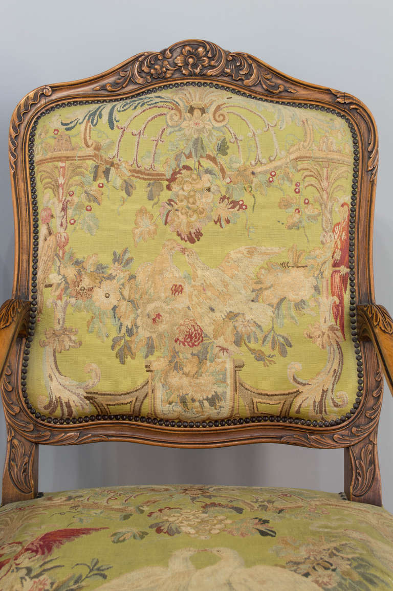 19th Century Pair of 19th c. French Louis XV Style Fauteuils Armchairs