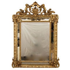 Antique French Gilded Panels Mirror with Cherubs.