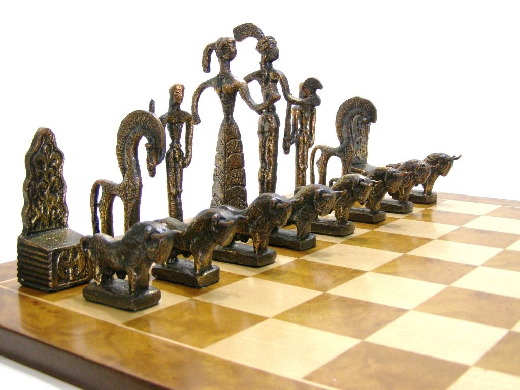 Brass Frederic Weinberg Style Chess Set