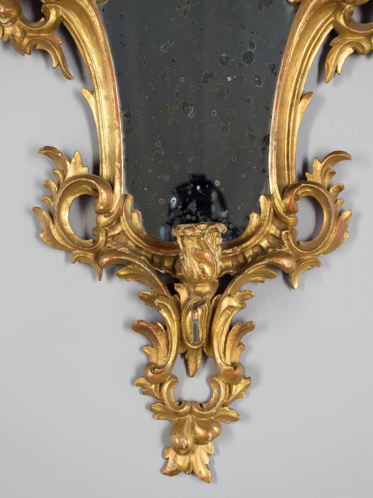 Pair of Italian Rococo Style Mirrors with Candleholders 2