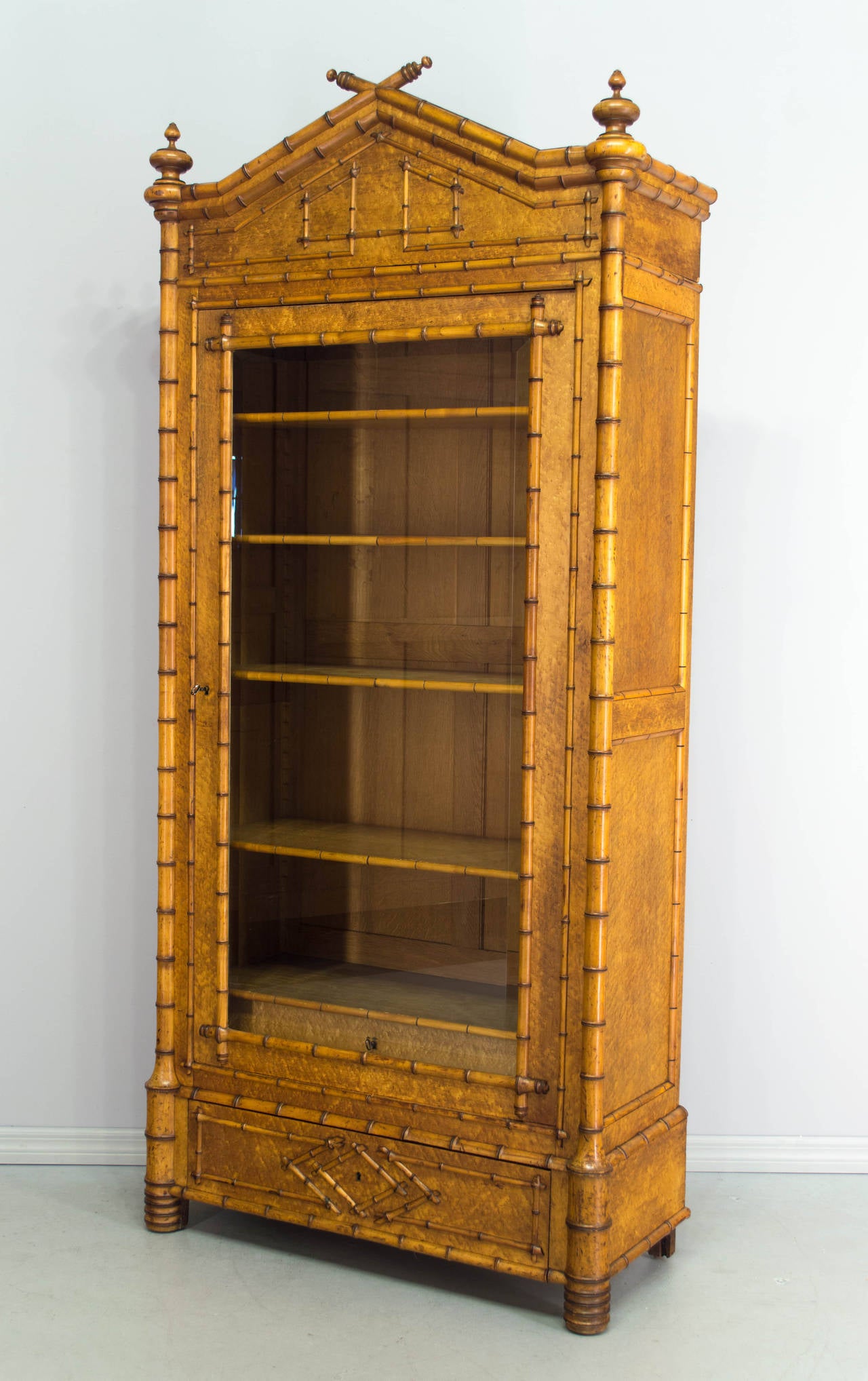 19th Century French Faux Bamboo Armoire In Excellent Condition In Winter Park, FL