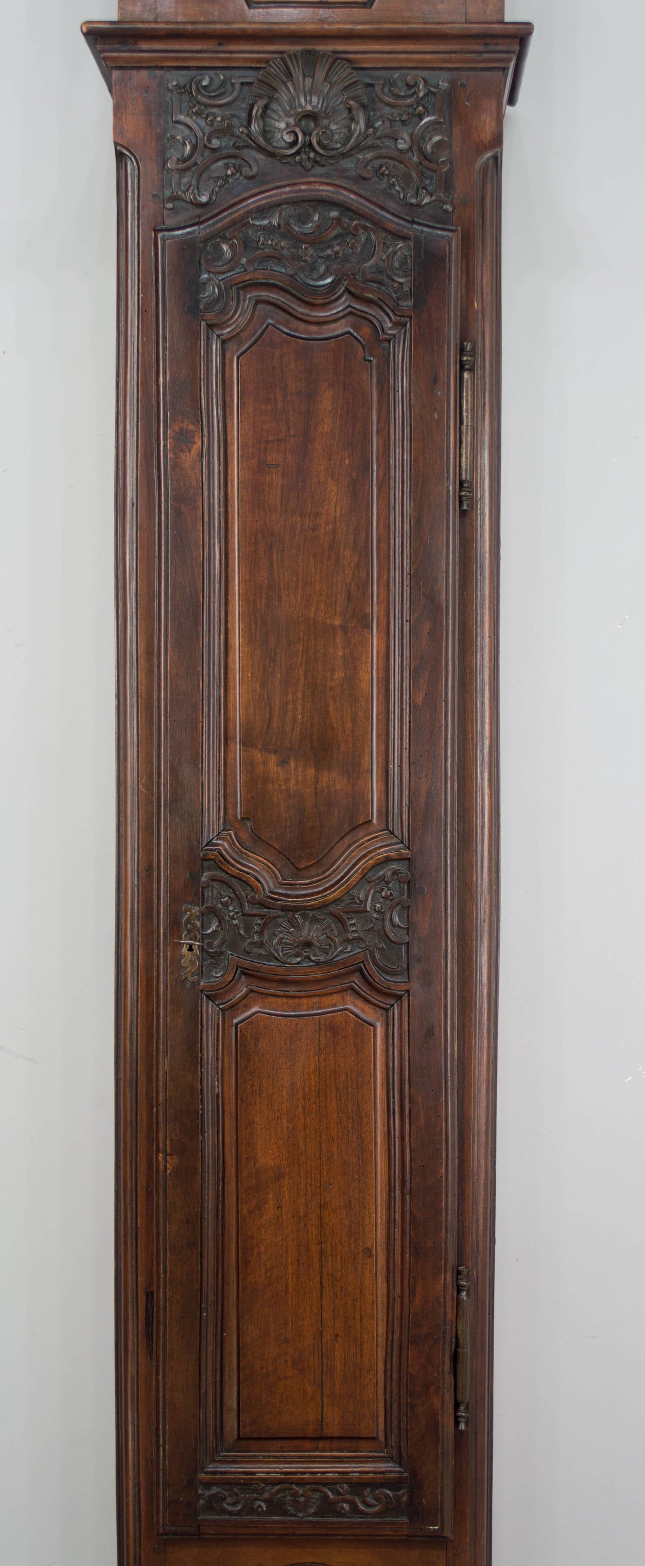 French Louis XV Style Walnut Tall Case Clock In Excellent Condition In Winter Park, FL