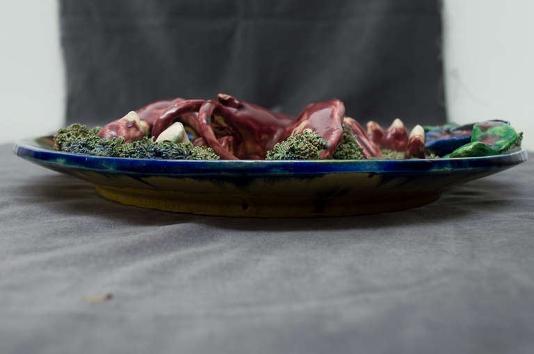 19th c.  English Majolica Palissy Style Lobster Plate, signed MINTON 3