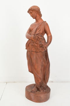 19th Century Terracotta Garden Statue Antique 19th Century Terracotta Garden Statue