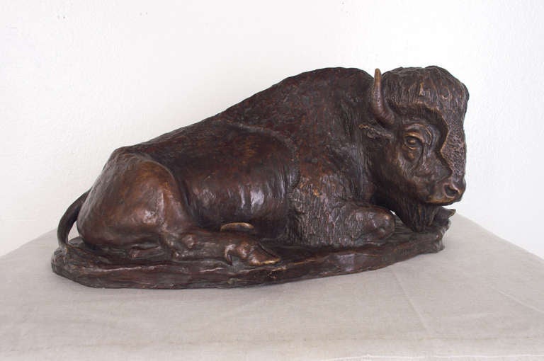 Large French 19th Century Bronze Bison 1
