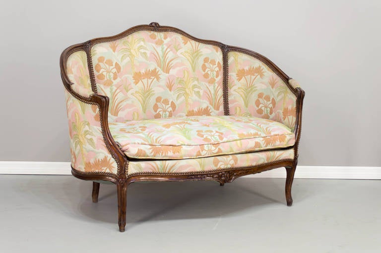 French Louis XV Style Sofa and Pair of Bergeres