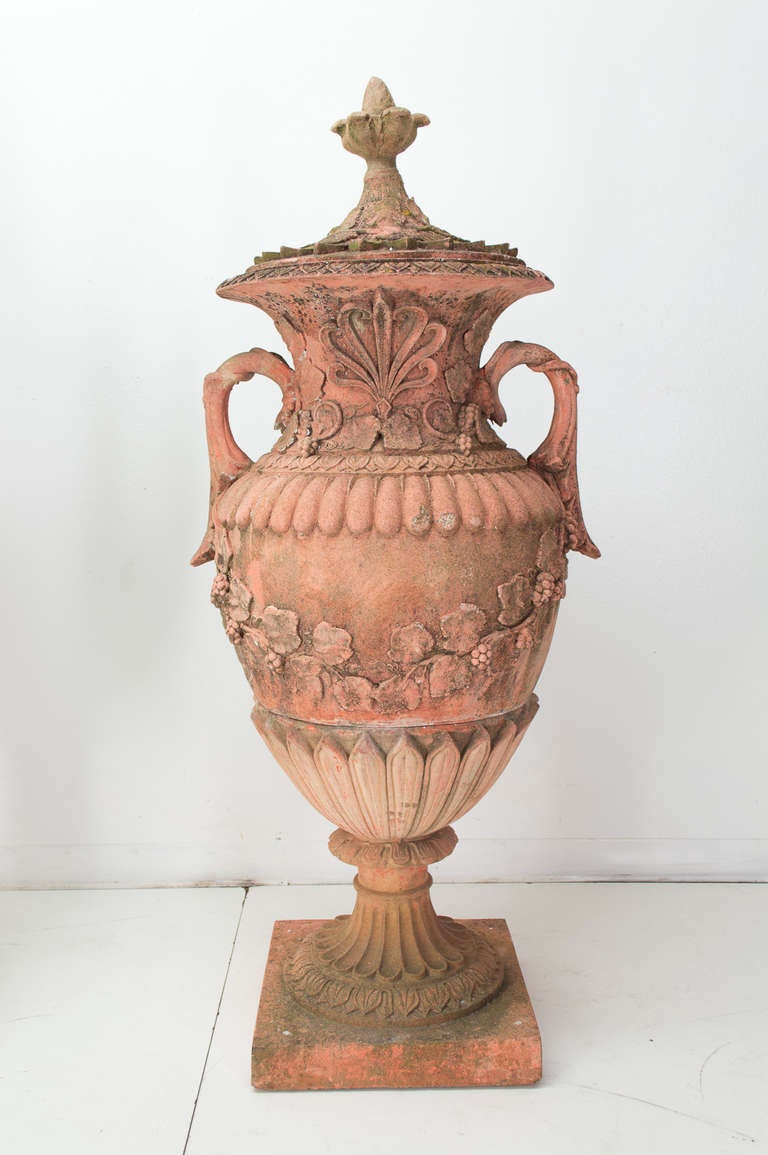 Pair of Terracotta Garden Urns at 1stdibs