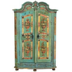 19th Century French Painted Armoire from Alsace