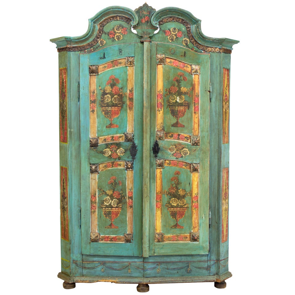 19th Century French Painted Armoire from Alsace