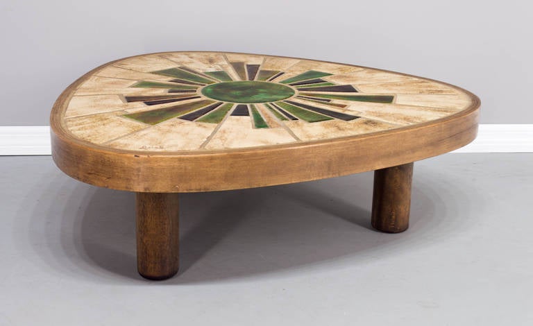 French Mid-Century Ceramic Coffee Table, Signed Barrois