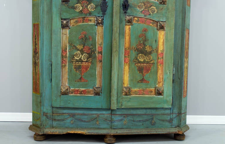 19th Century French Painted Armoire from Alsace 2