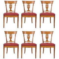 French Directoire Style Set of 6 Dining Chairs