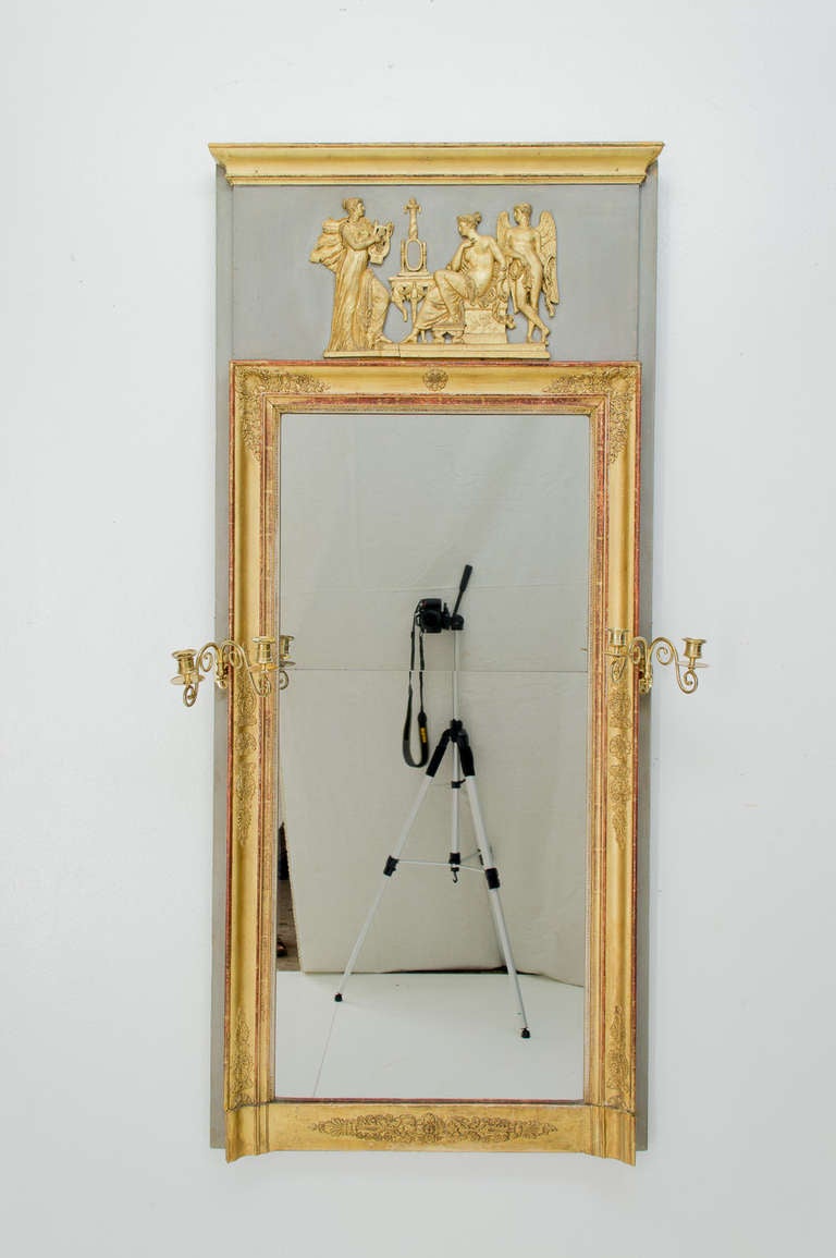 French 19th Period Restauration Trumeau mirror with Candles