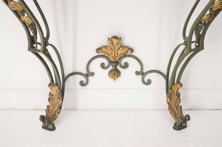 French Wrought Iron Console With Marble Top 1