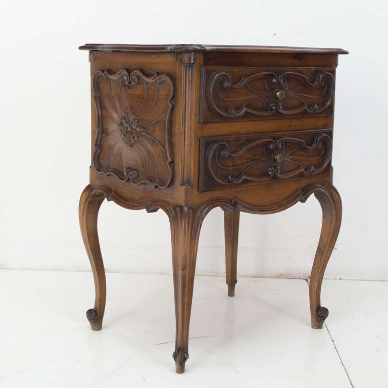 20th Century 19th c.French Louis XV Style Walnut Side Table