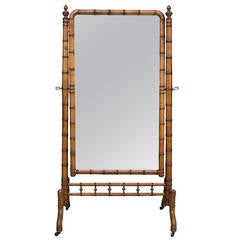 Antique 19th Century French Faux-Bamboo Chevalet Mirror