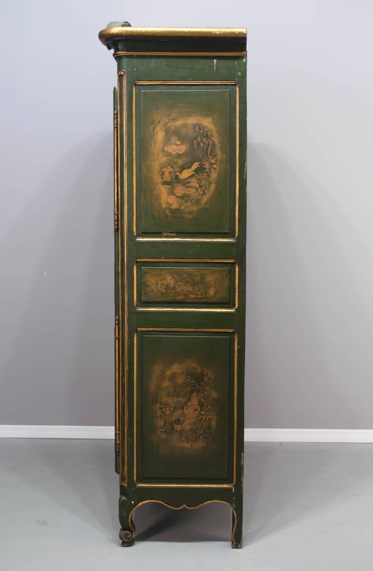 18th French Louis XV Chinoiserie Painted Armoire In Good Condition In Winter Park, FL