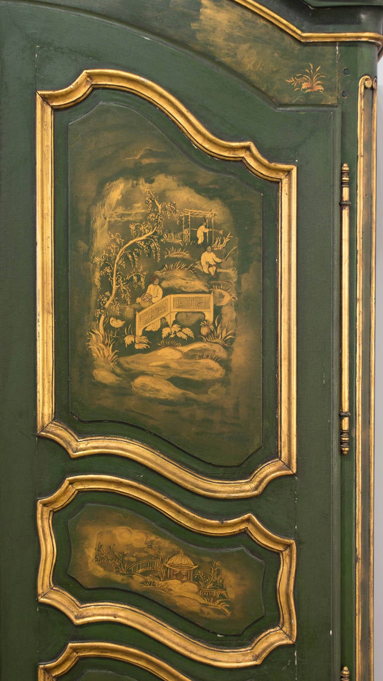 18th French Louis XV Chinoiserie Painted Armoire 1