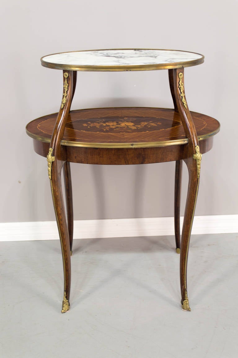 Louis XV Style Marquetry and Bronze Dessert Table