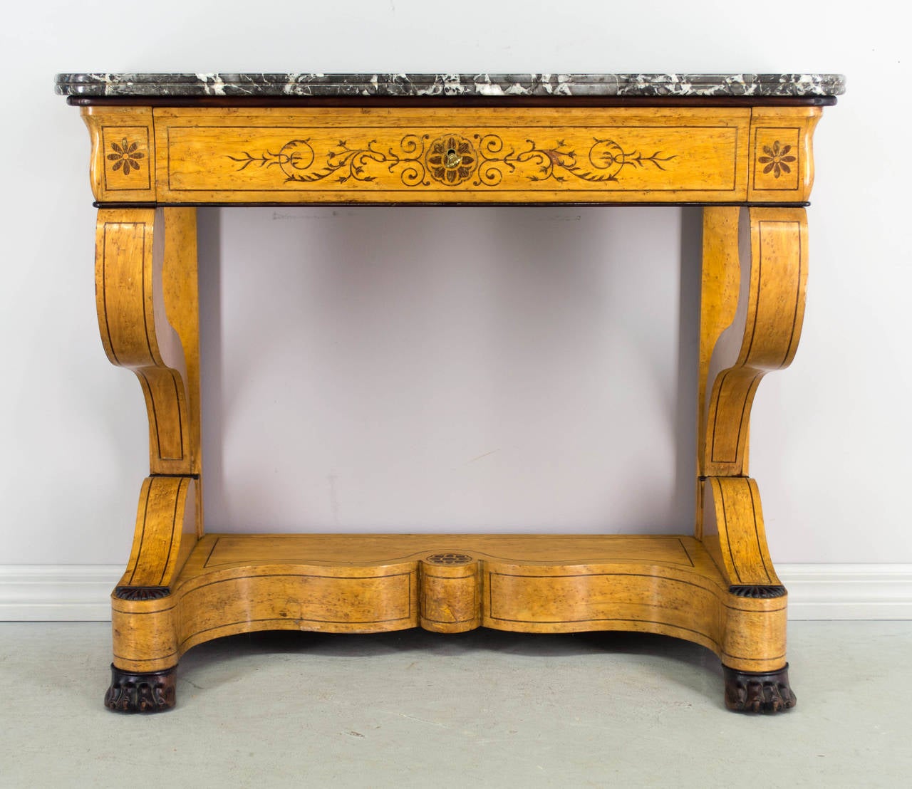 French 19th Century Charles X Style Console with Marble Top