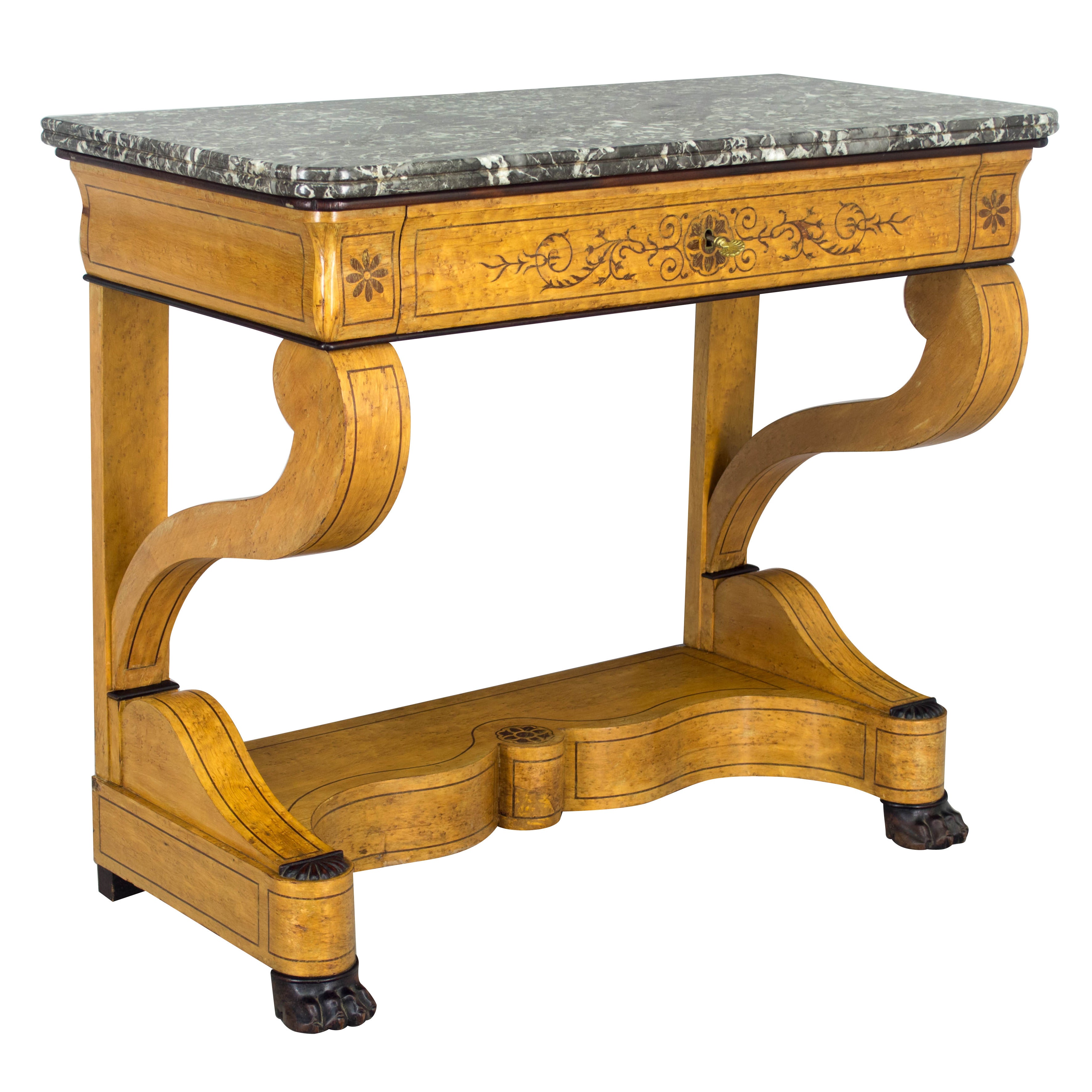 19th Century Charles X Style Console with Marble Top